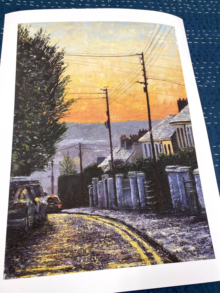 Print of a street at sunrise